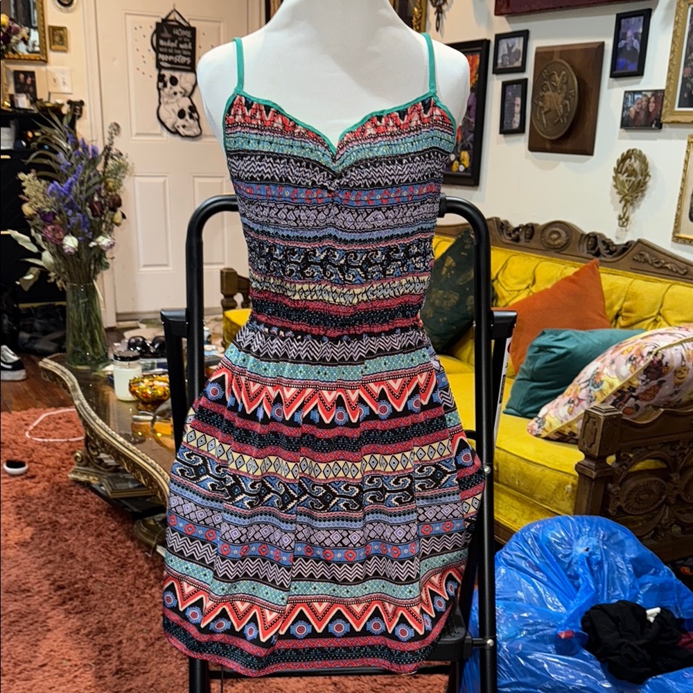 Multicolor Patterned Women's Dress